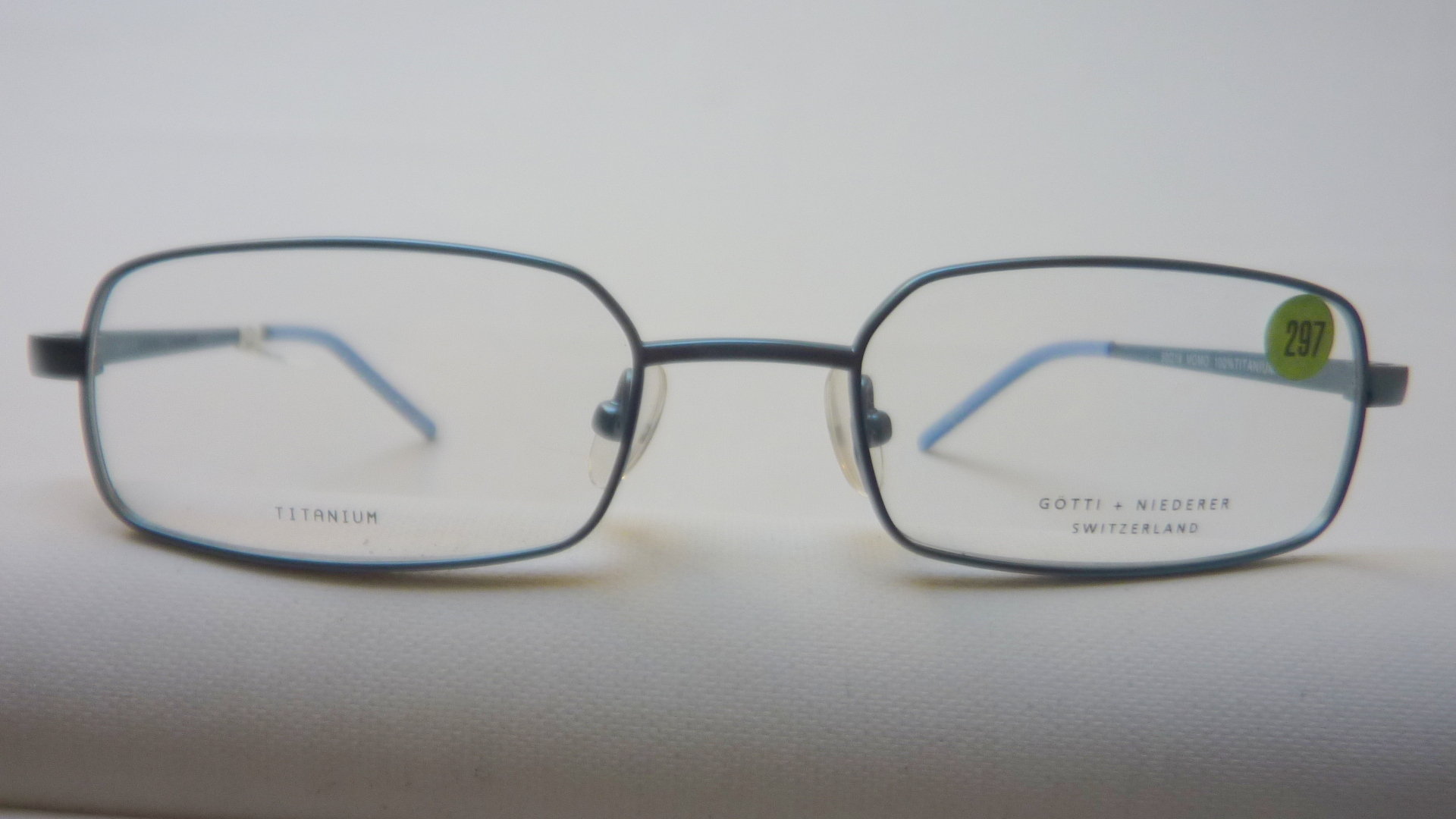 Breite Herren Brille Gestell Titan Metall Brillenfassung Leichte Halbrand Blau 