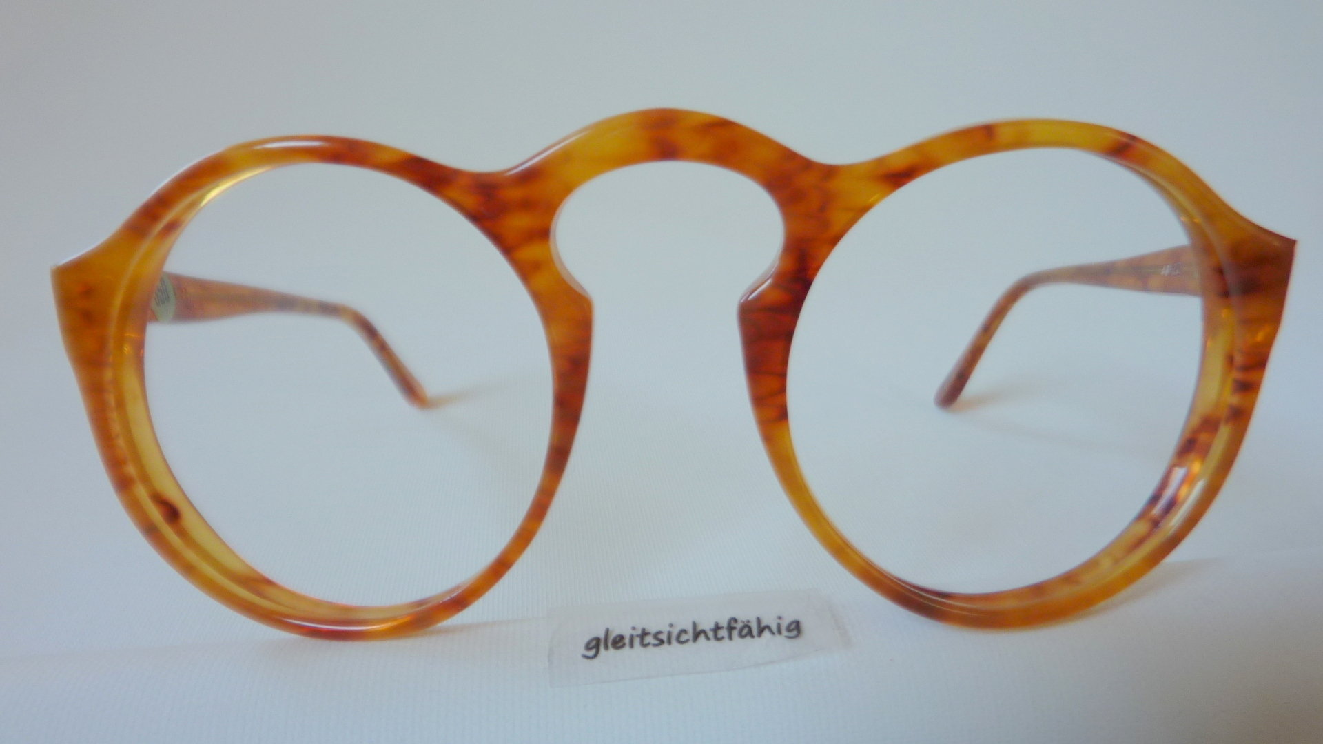 Ausgefallene “Professorbrille” Vintage große runde Gläser hellbraun Gr