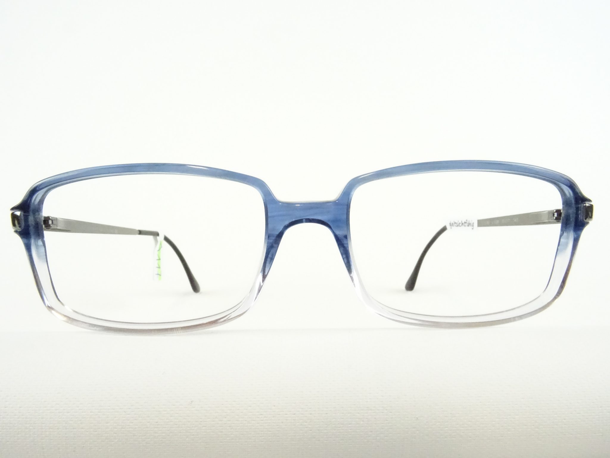 LUXOTTICA blautransparente Herrenfassung leichte Brille mit eckiger Form im Materialmix Gr. M