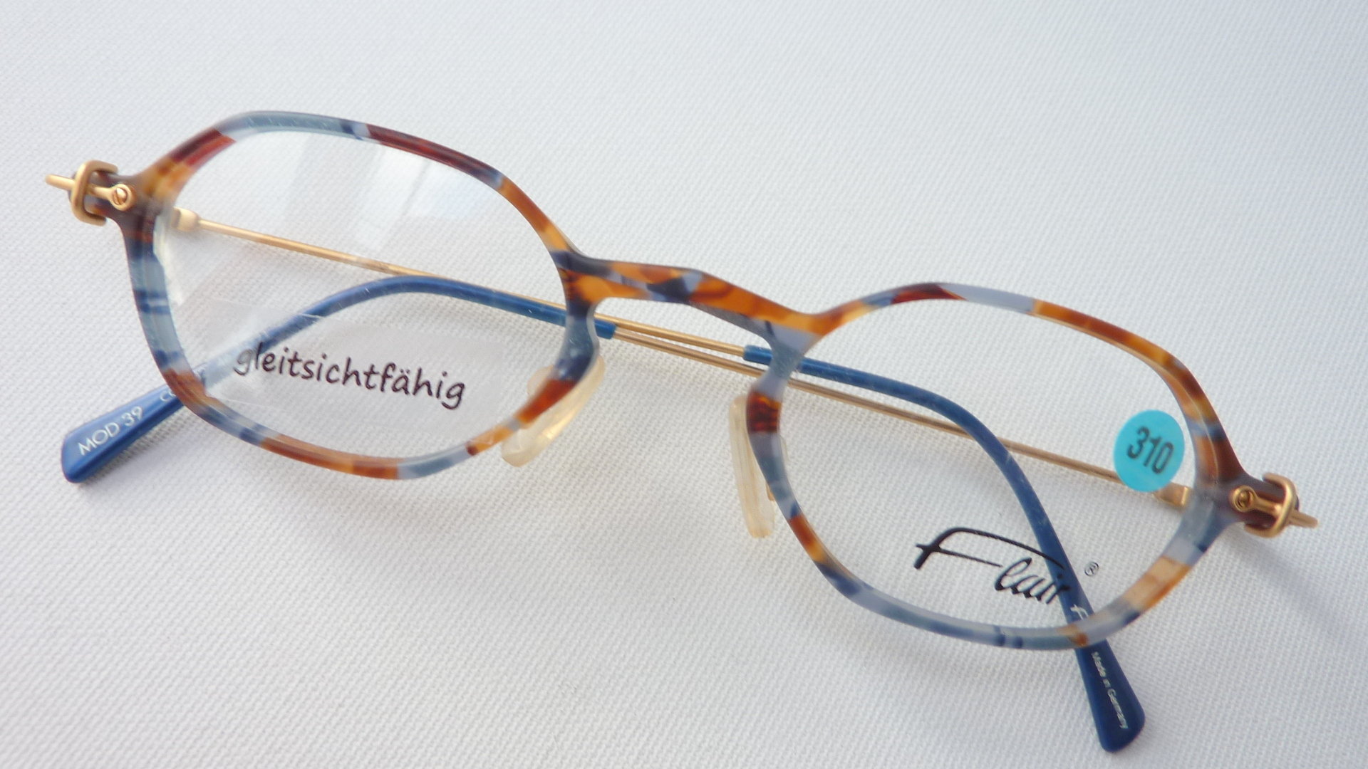 Brille Flair 39 Brillenfassung in bunter Hornoptik leichtes Kunststoffgestell mit Nasenstegen Gr
