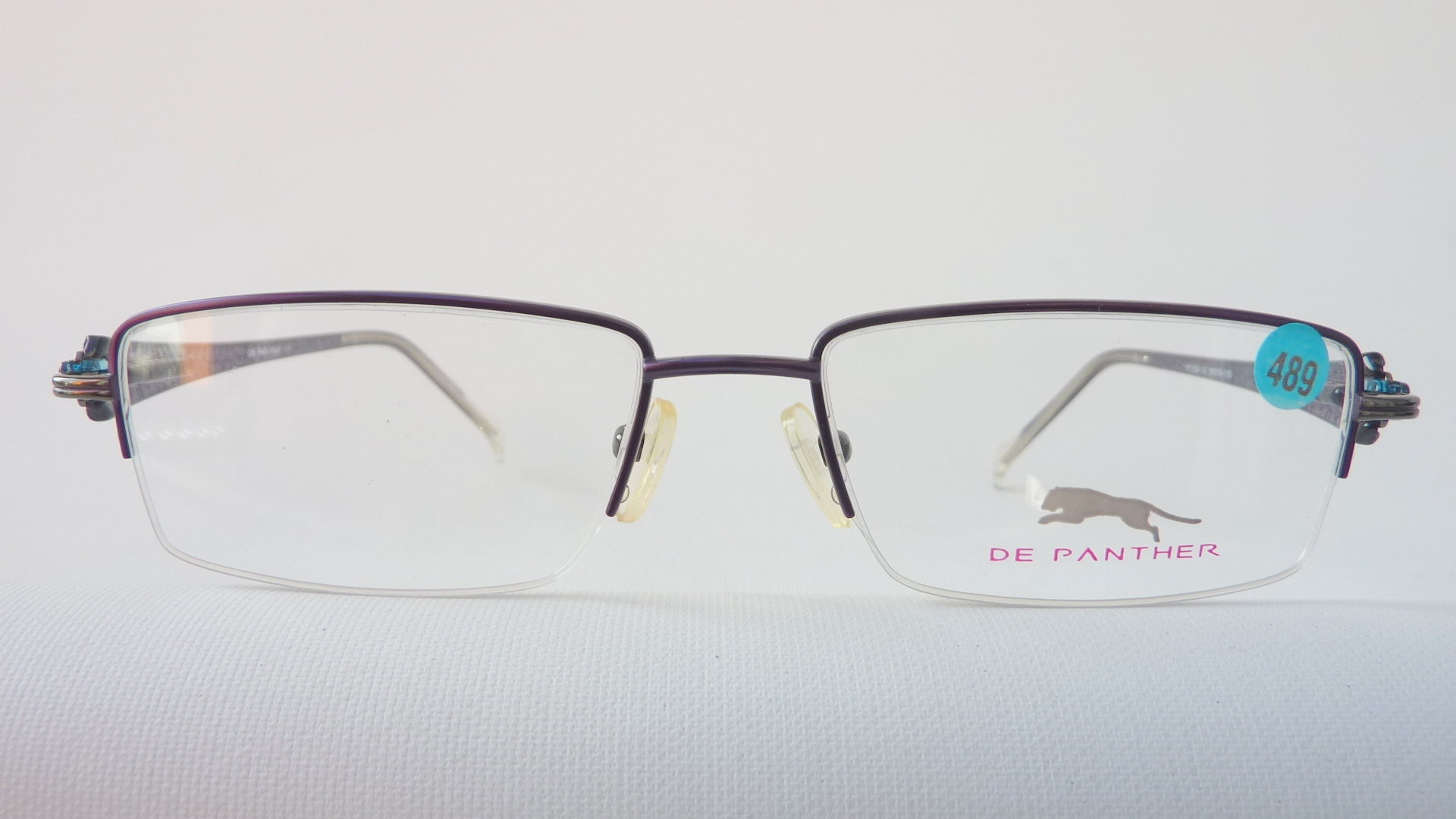Leichte Damenbrille ohne Unterrand dunkellila schmale GlÃ¤ser eckige Brillenfassung fÃ¼r Frauen Gr 