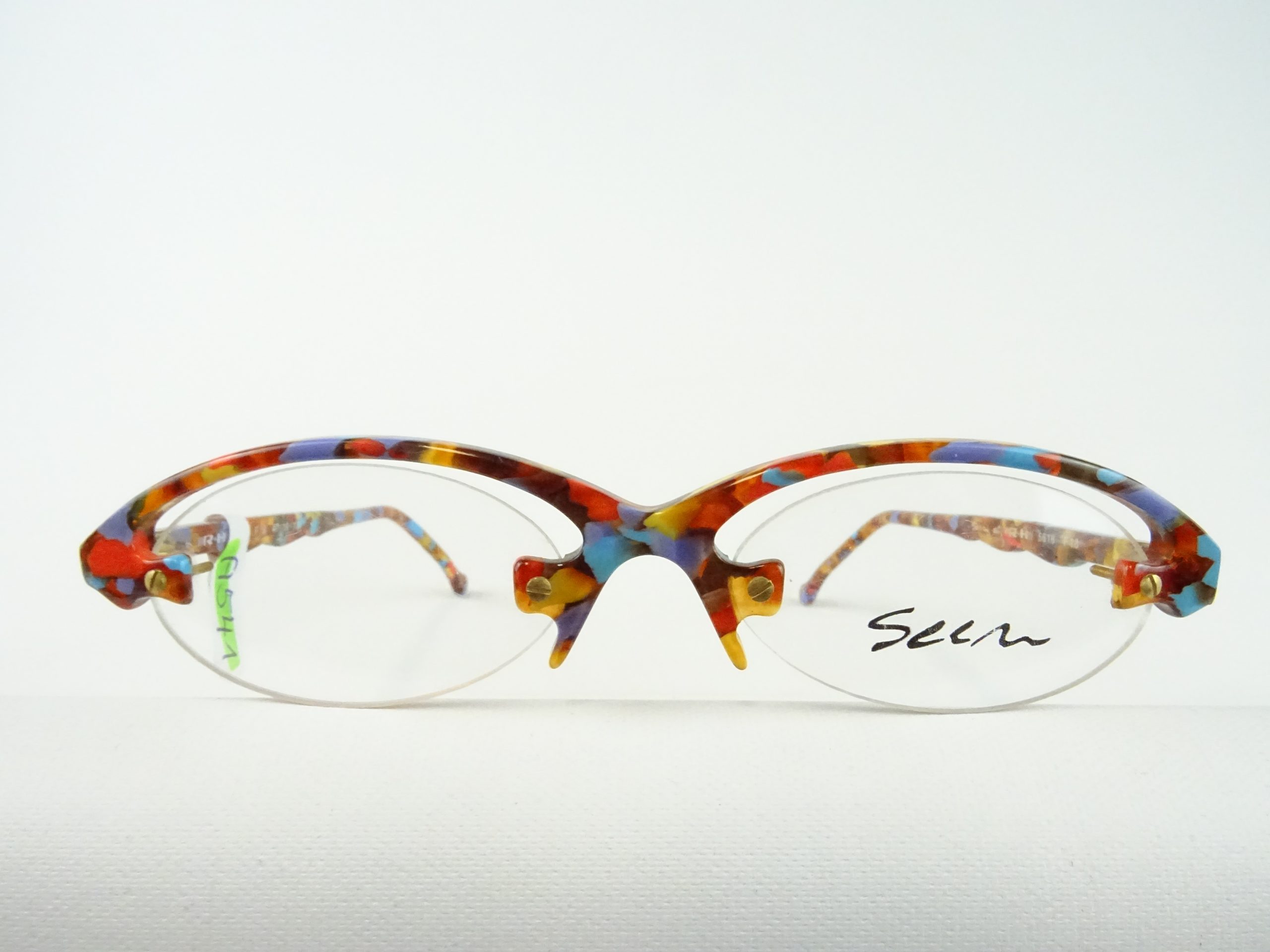 Ru Wild Tell Kunterbunte Brille Brillengestelle Halbrand Damenbrillen flippig crazy  schmale Glasform ohne Unterrand aus Kunststoff 47-19 NEU Gr. S – Vintage  Brillen Welt