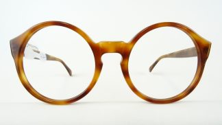 Vintagebrille große runde Brille Brillengestell in Hornoptik braun flippige Hippiebrille für breitere Gesichter riesige kreisrunde Form Gr. L