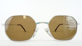 Weiße Sonnenbrillen mehreckige Sonnenbrille für Kinder aus Metall 100% UV Schutz Markenfassung Eschenbach Gr. K