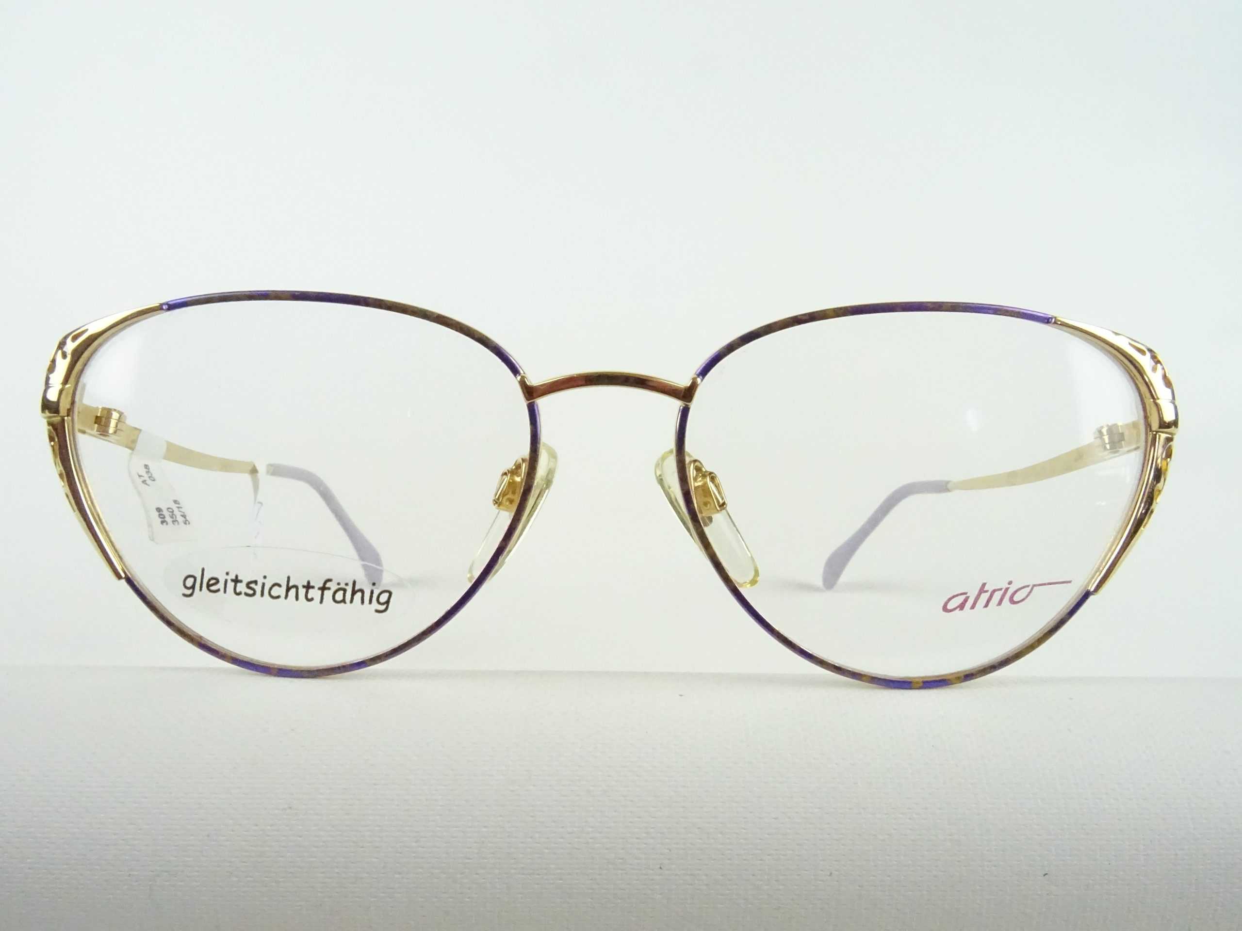 Atrio große Brille Damen lila-gold Metallfassung 80er Vintagefassung ...